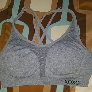 XOXO gray sports bra